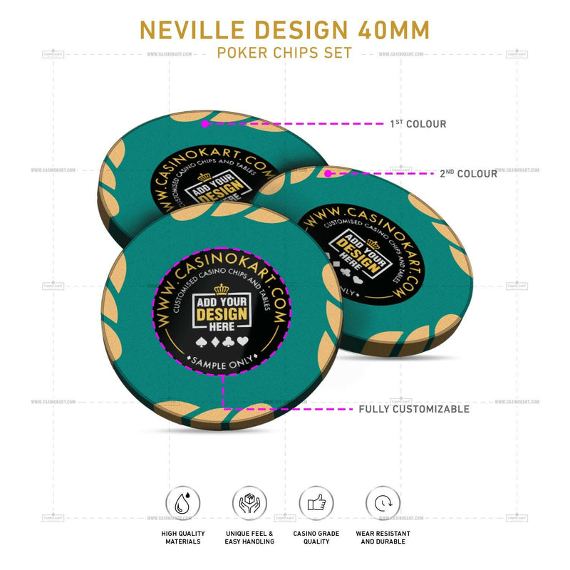 Customisable Casino Poker Chips, Neville Design 40 MM