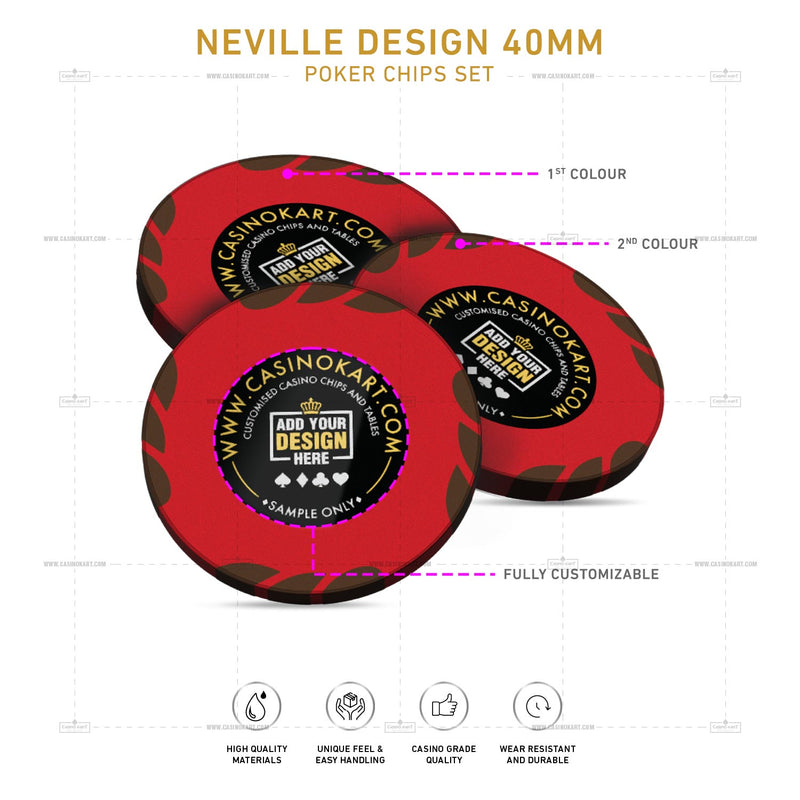 Customisable Casino Poker Chips, Neville Design 40 MM