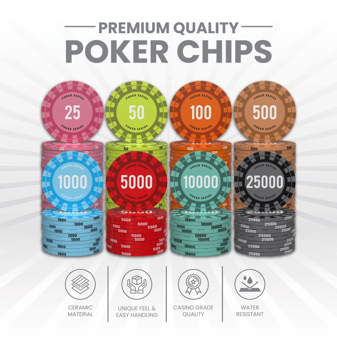 Eterna Poker Chipset - 300/500 Pcs, 10/20 Plaques, Ceramic, 40/45/50mm, 10/14/17g