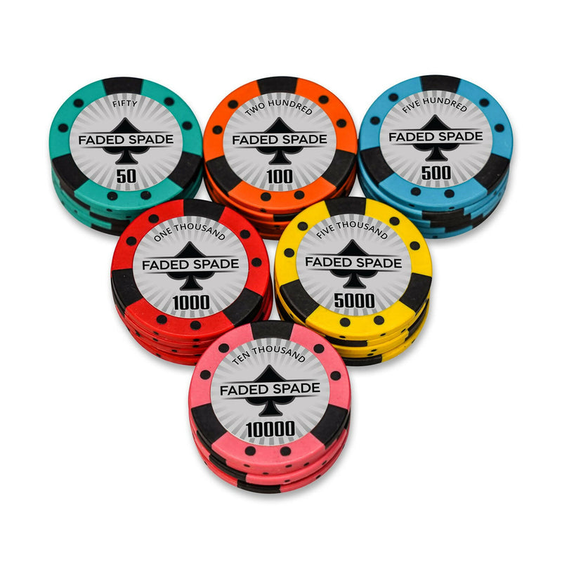 Faded Spade NH Poker Chips Set- 300 And 500 Pieces, Clay, 40 MM, 14g