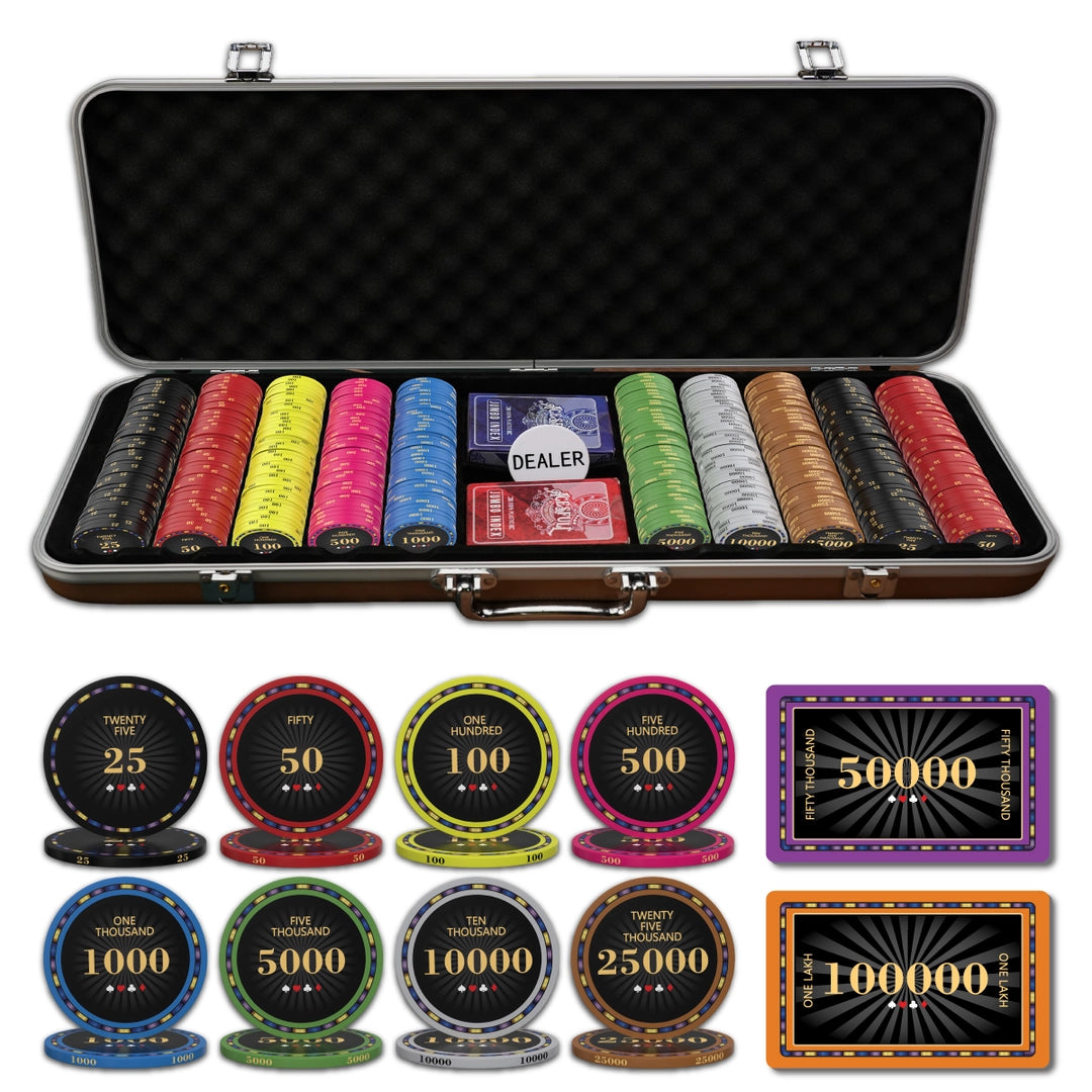 Fiesta Rings Poker Chipset - 300/500 Pcs, 10/20 Plaques, Ceramic, 40/45/50mm, 10/14/17g