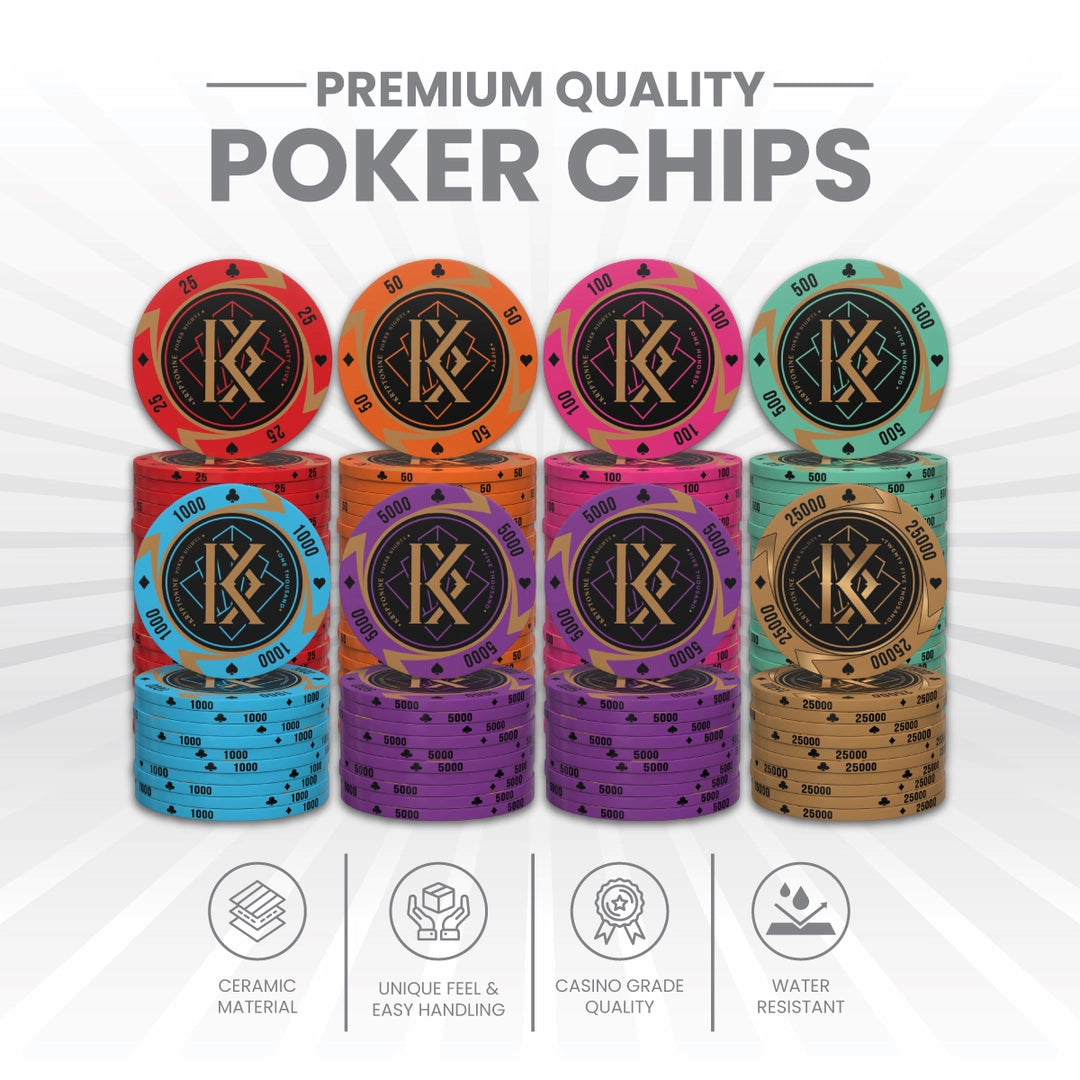 Knight Angel Poker Chipset - 300/500 Pcs, 10/20 Plaques, Ceramic, 40/45/50mm, 10/14/17g