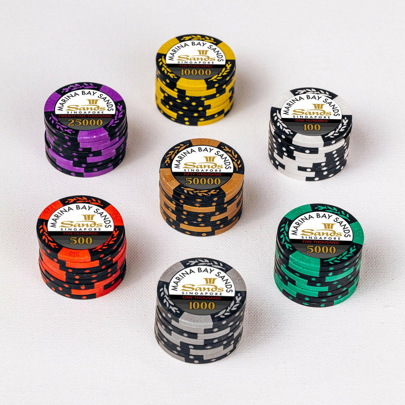 Sands Casino MC Poker Chips Set- 300 And 500 Pieces, Clay, 40 MM, 14g