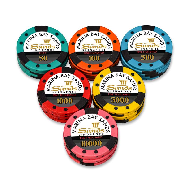 Sands Casino NH Poker Chips Set- 300 And 500 Pieces, Clay, 40 MM, 14g
