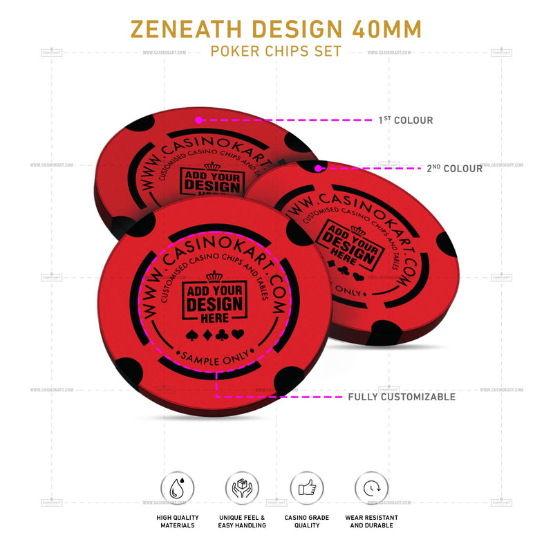 Customisable Casino Poker Chips, Zeneath Design 40 MM