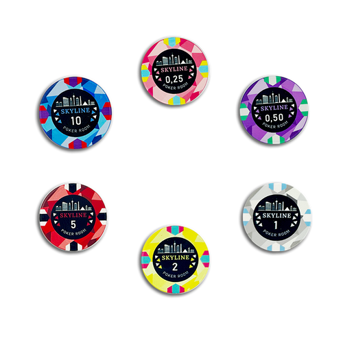 Skyline Cash Poker Chipset - 300/500 Pcs, Ceramic, 40/45/50mm, 10/14/17g