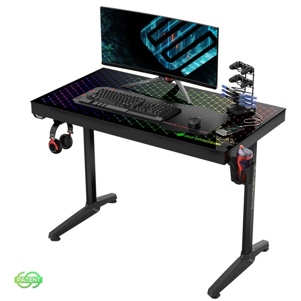 Eureka Ergonomic Gaming Table - 43 Inches, RGB Lighting Top, Black