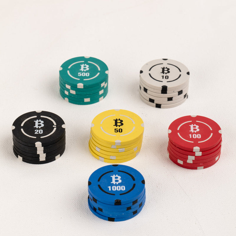Crypto BTC Poker Chips Set - 300 & 500 Pieces, Clay , 40 MM, 12g