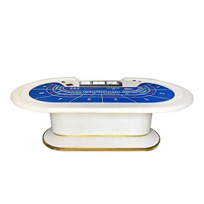 Feather White Baccarat Table- Casino Quality with Screen