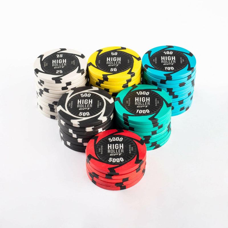 EPT High Roller Poker Chips Set- 300 And 500 Pieces, Clay, 40 MM, 14g