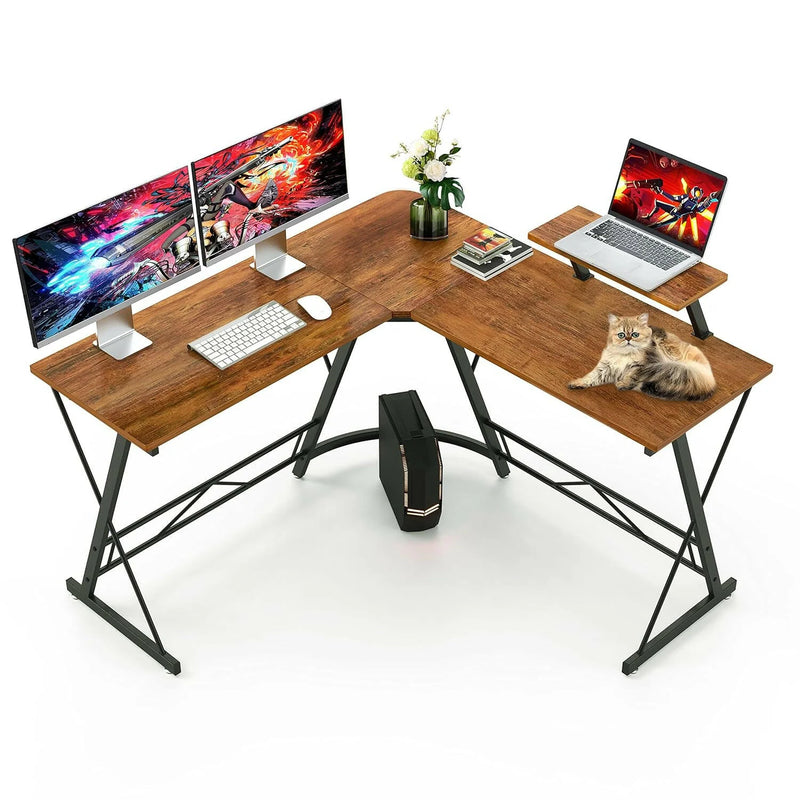 Mr Ironstone Gaming Table - L Shaped, 51 Inches Wooden/ Black/ White