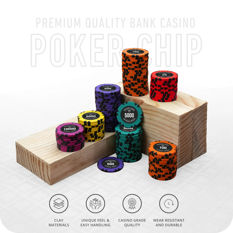 Bank Casino Poker Chipset - GR, 300/500 Pcs, Clay, 40mm, 14g