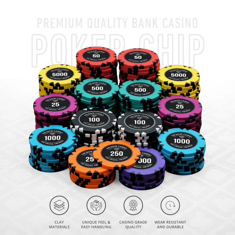 Bank Casino Poker Chipset - GR, 300/500 Pcs, Clay, 40mm, 14g