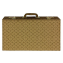 Beige suitcase with a pattern on a white background