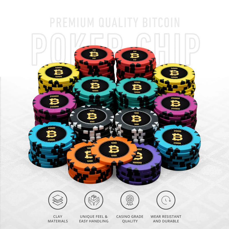 Bitcoin Poker Chipset - GR, 300/500 Pcs, Clay, 40mm, 14g