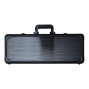 Black rectangular hard-shell case with a handle on a white background