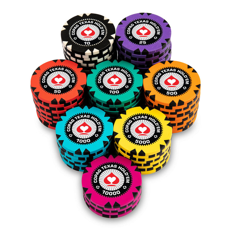 Copag Texas Poker Chips Set- 300 And 500 Pieces, Clay, 40 MM, 14g