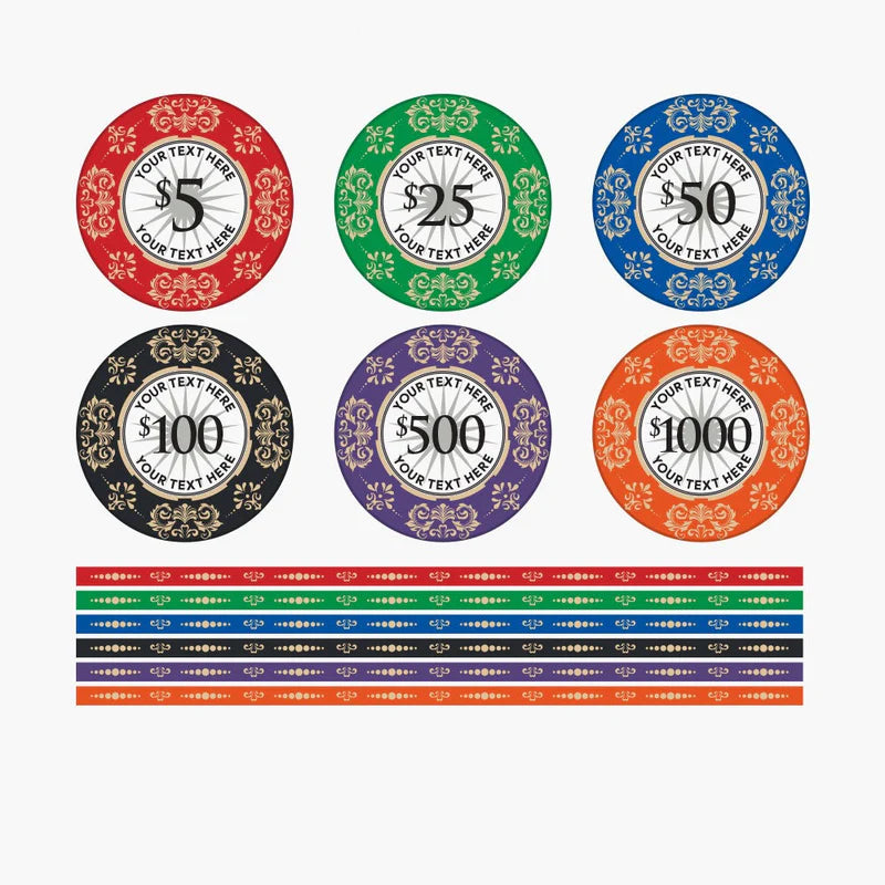 Customisable Ceramic Poker Chips - 300/500 Pcs, 45mm, 14g