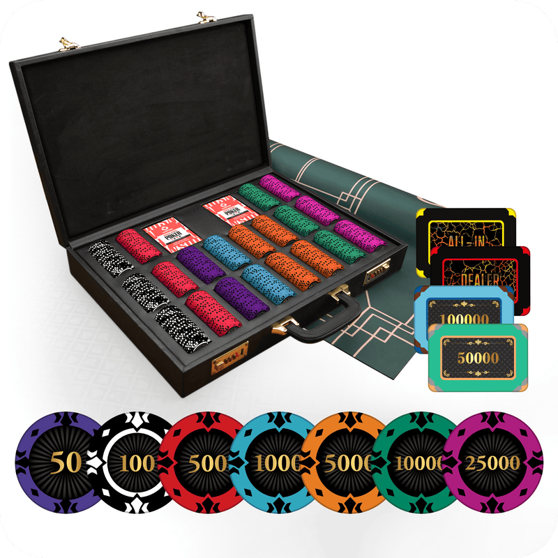 Conquer Gunpowder Poker Chipset- SD, 500/800 Pcs, 30/50 Plaques, Clay, 50mm, 21g