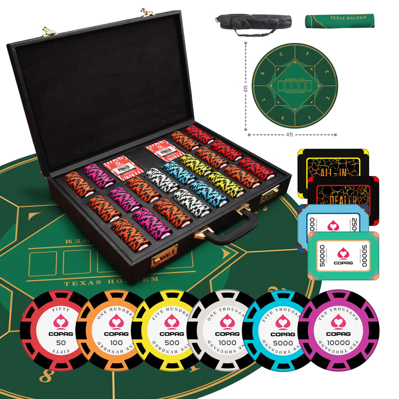 Copag Poker Chipset - TN, 500/800 Pcs, 30/50 Plaques, Clay, 45mm, 18g