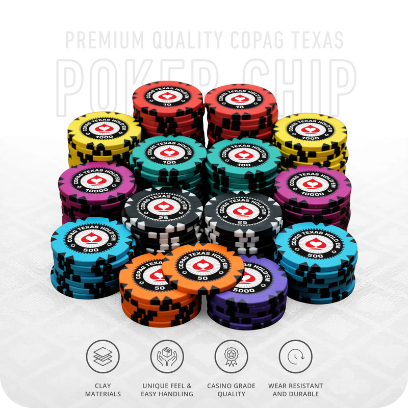 Copag Texas Poker Chipset - GR, 300/500 Pcs, Clay, 40mm, 14g