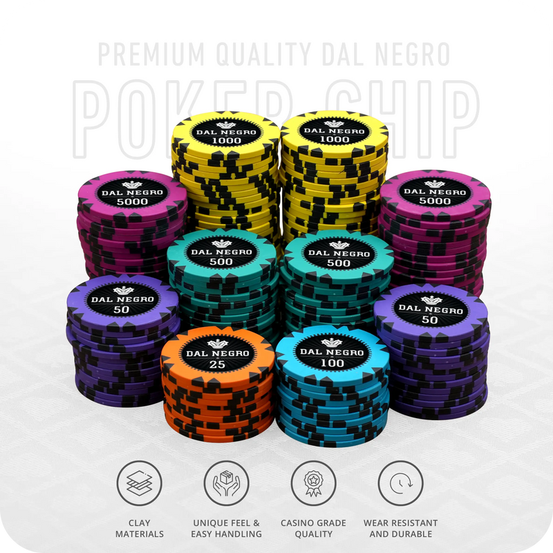 Dal Negro Poker Chips Set - GR, 300 And 500 Pieces, Clay, 40 MM, 14g