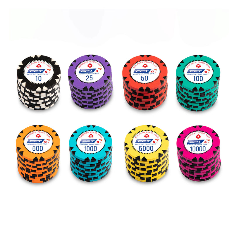 EPT Europe Poker Chips Set- 300 And 500 Pieces, Clay, 40 MM, 14g