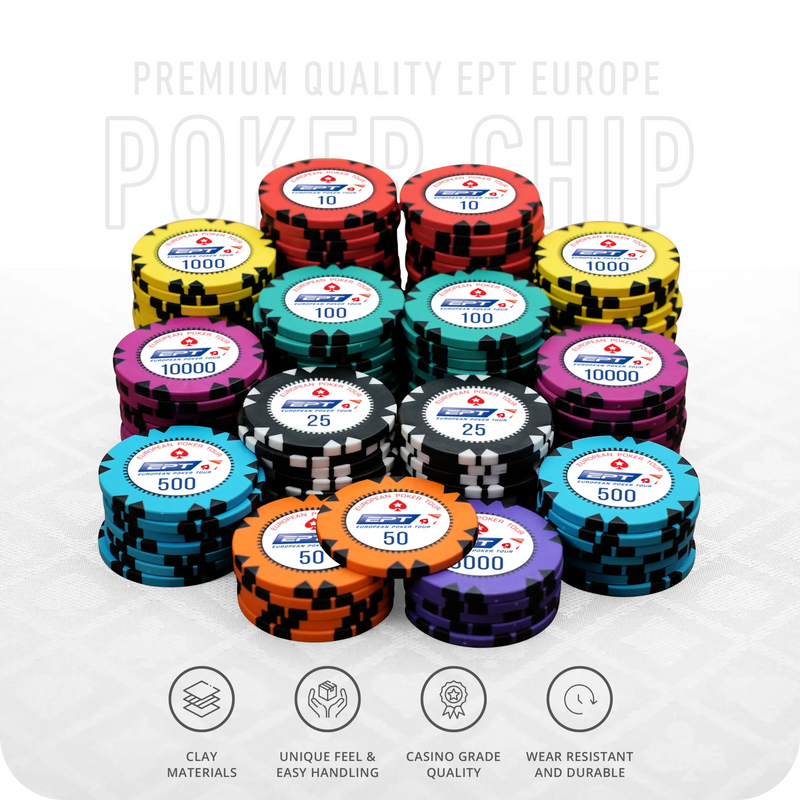 EPT Europe Poker Chipset - GR, 300/500 Pcs, Clay, 40mm, 14g