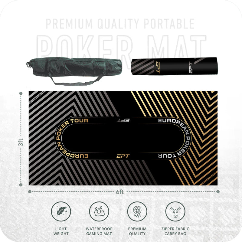 Premium quality portable poker mat with carrying bags on a white background