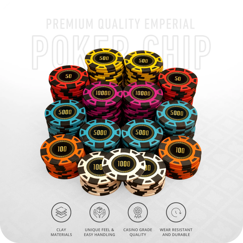 Emperial Poker Chipset - TN, 500/800 Pcs, 30/50 Plaques, Clay, 45mm, 18g