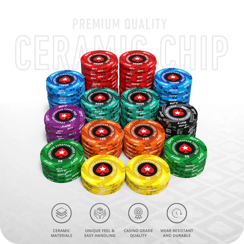 European Poker Tournament Poker Chipset - 300/500 Pcs, Ceramic, 40mm, 10g