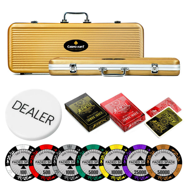 Faded Spade Poker Chipset - MC, 300/500 Pcs, Clay, 40mm, 14g