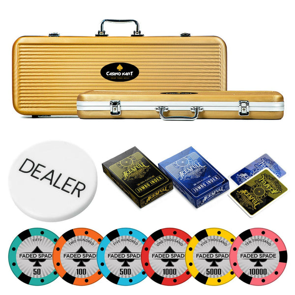 Faded Spade Poker Chipset - NH, 300/500 Pcs, Clay, 40mm, 14g