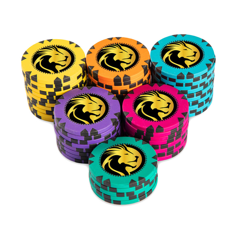 Fearless Lion Poker Chips Set- 300 And 500 Pieces, Clay, 40 MM, 14g