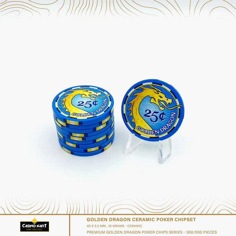 Golden Dragon Poker Chips Set - 300 & 500 Pieces, Ceramic, 40 MM, 12g