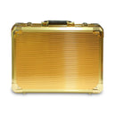Gold briefcase with a white background