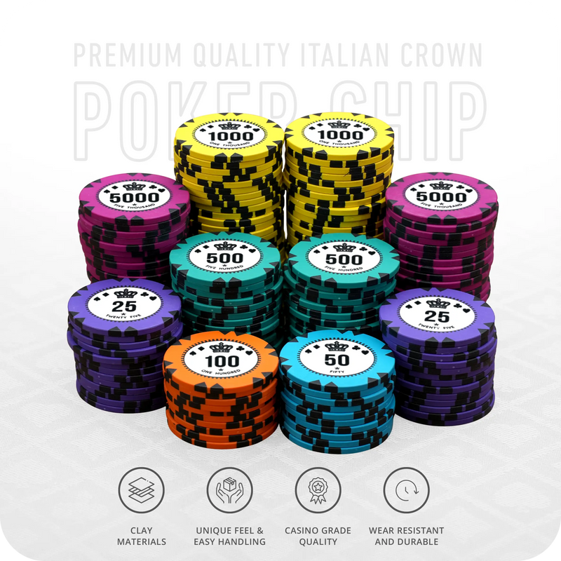 Italian Crown Poker Chipset - GR, 300/500 Pcs, Clay, 40mm, 14g