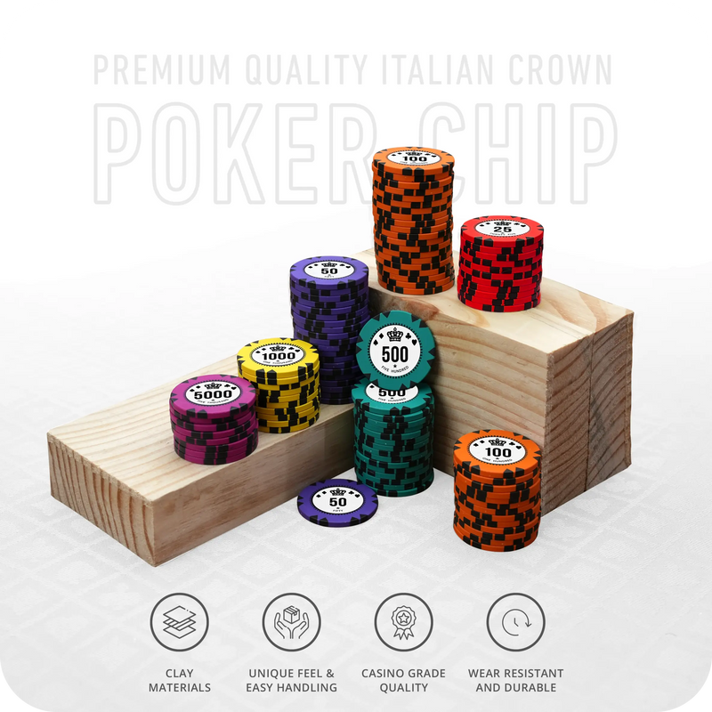 Italian Crown Poker Chipset - GR, 300/500 Pcs, Clay, 40mm, 14g