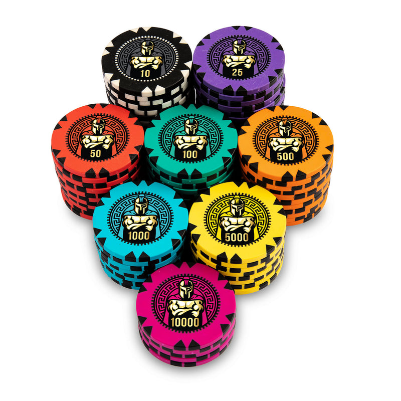 Muscular Knight Poker Chips Set- 300 And 500 Pieces, Clay, 40 MM, 14g