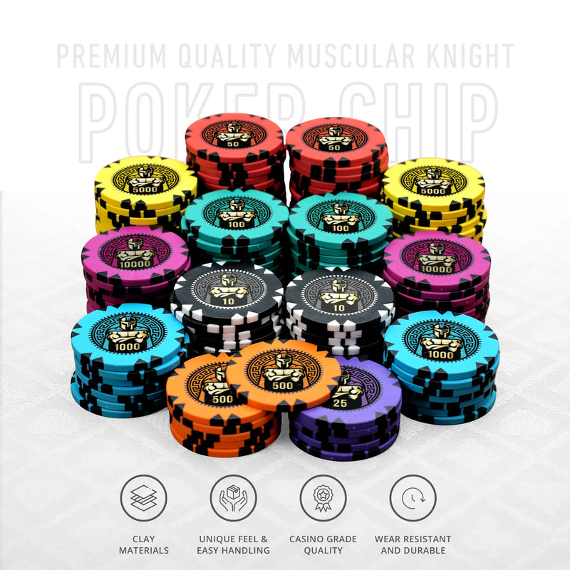 Muscular Knight Poker Chipset - GR, 300/500 Pcs, Clay, 40mm, 14g