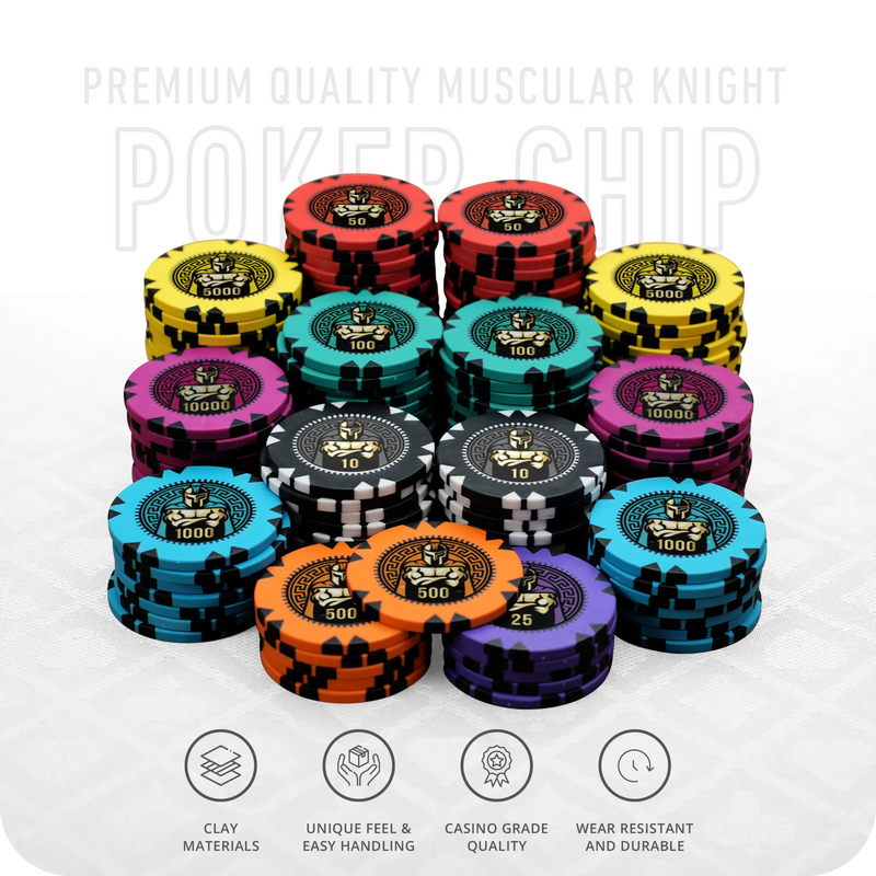 Muscular Knight Poker Chipset - GR, 300/500 Pcs, Clay, 40mm, 14g