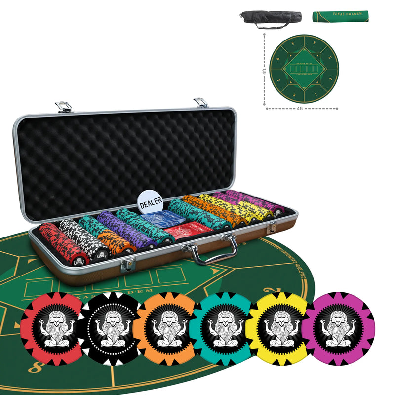 Muscular Lion Poker Chipset without Denominations - GR, 300/500 Pcs, Clay, 40mm, 14g