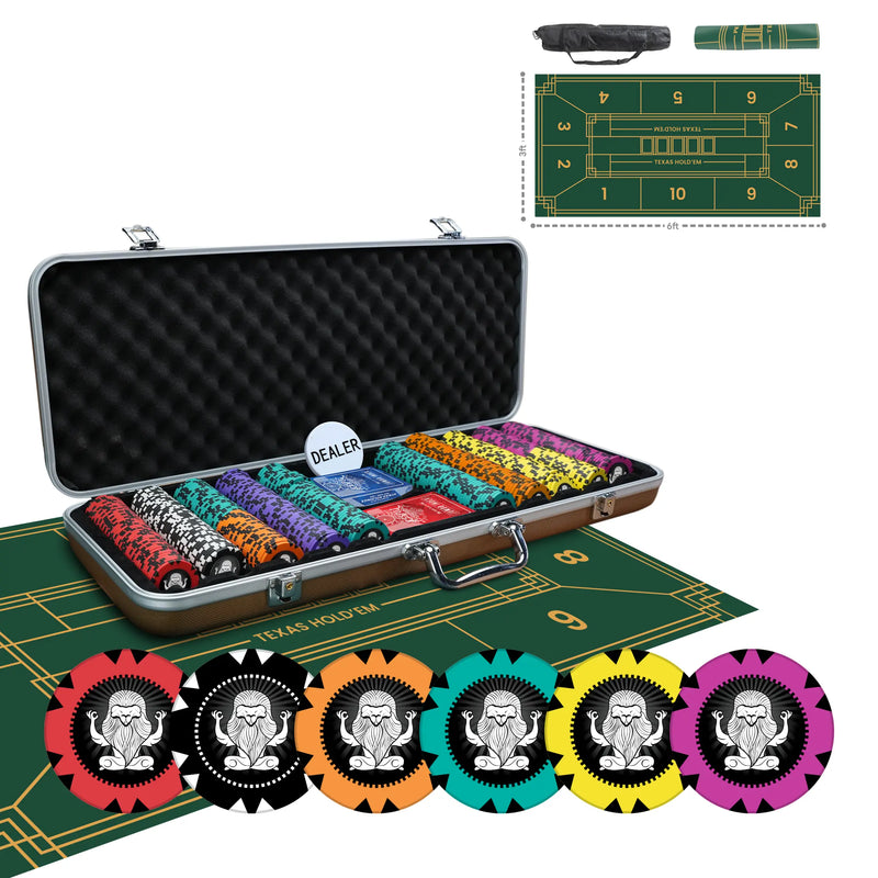 Muscular Lion Poker Chipset without Denominations - GR, 300/500 Pcs, Clay, 40mm, 14g