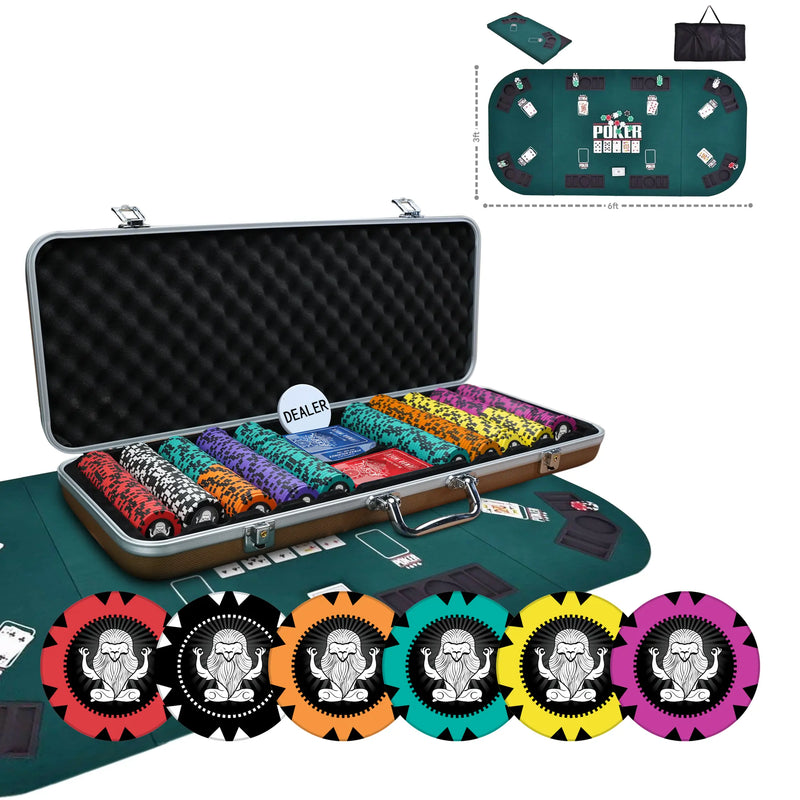 Muscular Lion Poker Chipset without Denominations - GR, 300/500 Pcs, Clay, 40mm, 14g