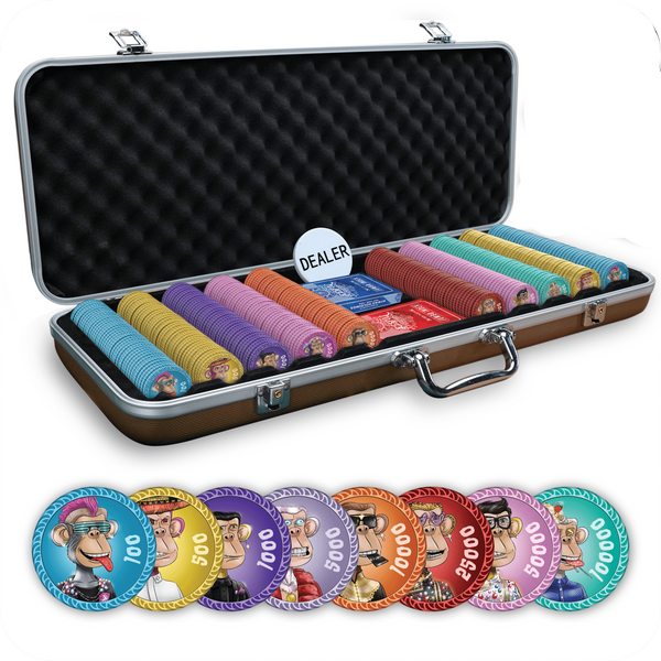 NFT Monkey Poker Chipset - 300/500 Pcs, 10/20 Plaques, Ceramic, 40/45/50mm, 10/14/17g