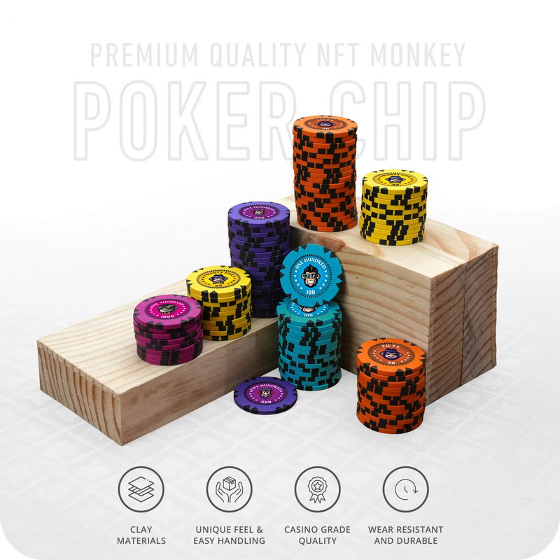 NFT Monkey Poker Chipset - GR, 300/500 Pcs, Clay, 40mm, 14g