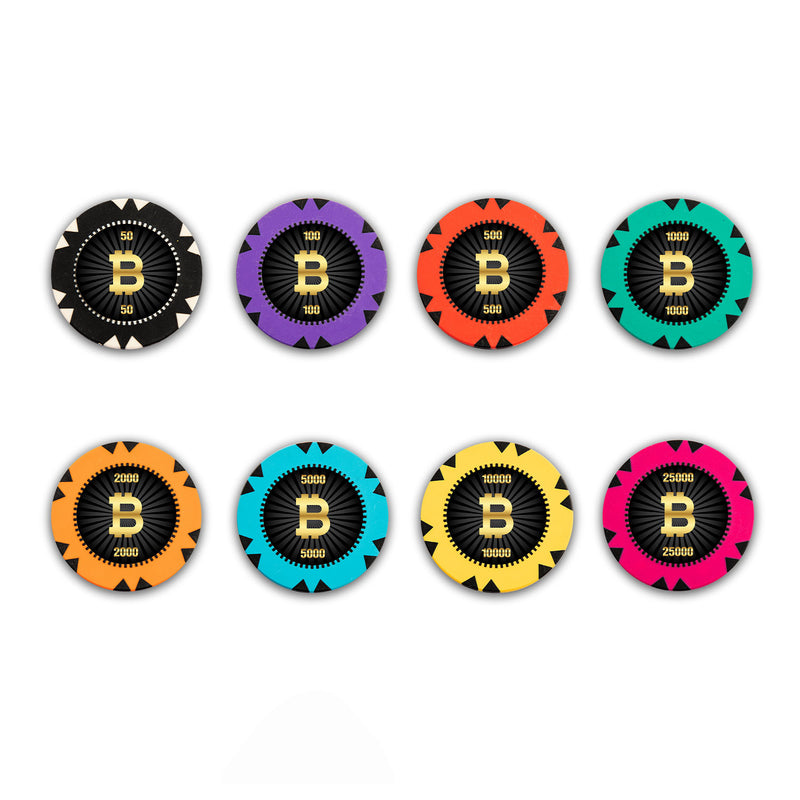 Bitcoin Poker Chips Set- 300 And 500 Pieces, Clay, 40 MM, 14g