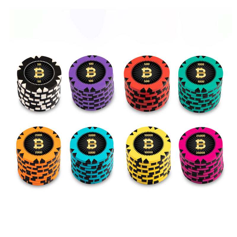 Bitcoin Poker Chips Set- 300 And 500 Pieces, Clay, 40 MM, 14g
