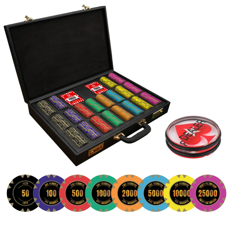 Nova Gilten Poker Chipset - GRG, 500/800/1000 Pcs, 30/50/80 Plaques, Clay, 40mm, 14g