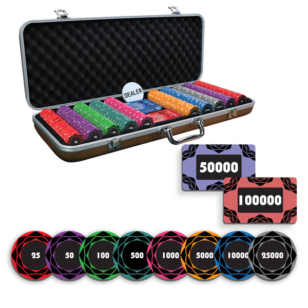 Petaluxe Poker Chipset - 300/500 Pcs, Ceramic, 40mm, 10g